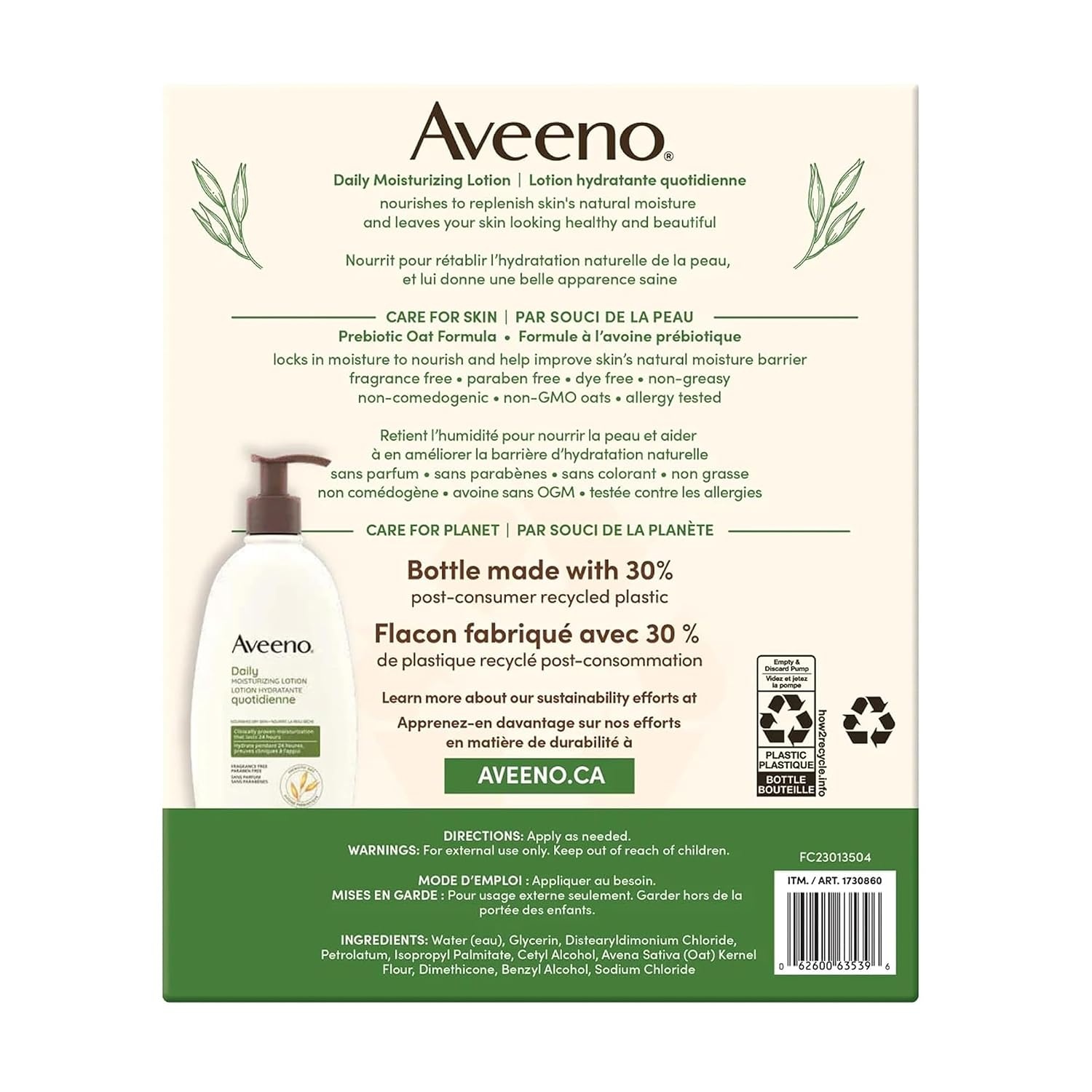 image:imageAveeno Daily Moisturizing Body Lotion with Soothing Prebiotic Oat Gentle Lotion Nourishes Dry Skin With Moisture Paraben Dye amp FragranceFree NonGreasy amp NonComedogenic 8 fl ozFragrance Free
