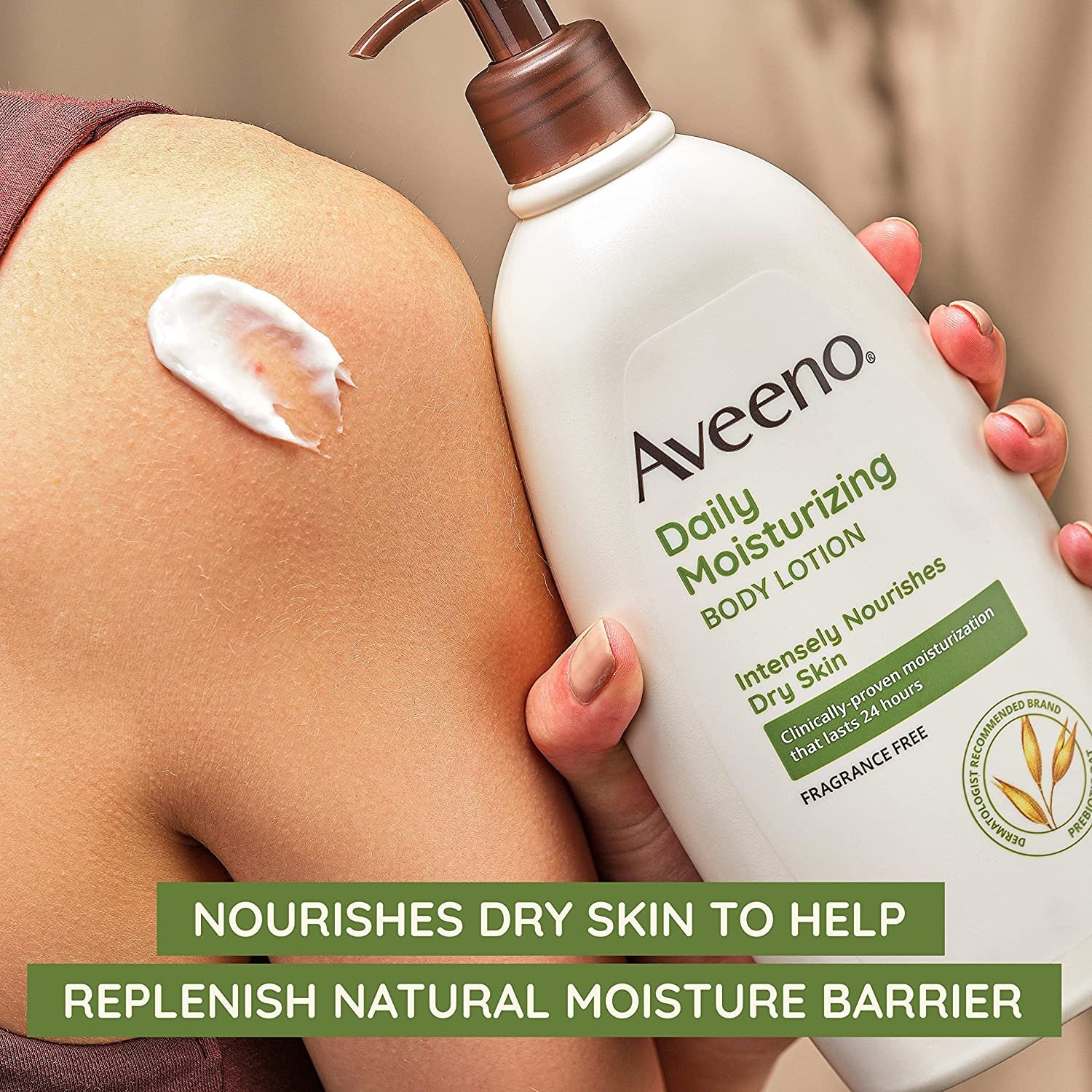 image:imageAveeno Daily Moisturizing Body Lotion with Soothing Prebiotic Oat Gentle Lotion Nourishes Dry Skin With Moisture Paraben Dye amp FragranceFree NonGreasy amp NonComedogenic 8 fl ozFragranceFree