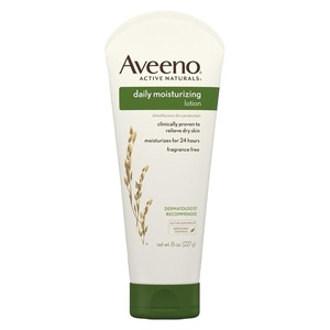 Aveeno Daily Moisturizing Body Lotion with Soothing Prebiotic Oat, Gentle Lotion Nourishes Dry Skin With Moisture, Paraben-, Dye- & Fragrance-Free, Non-Greasy & Non-Comedogenic, 8 fl. oz(Fragrance-Free)